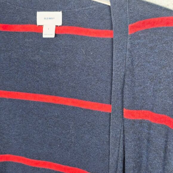 Old Navy Navy Blue & Red Striped Button Cardigan Sweater L - Picture 2 of 8